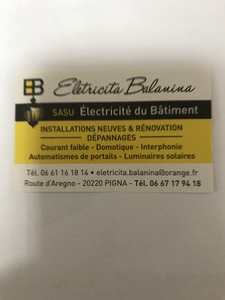 ELETRICITA BALANINA  Pigna, , Installation électrique, Installation domotique, Alarme anti-intrusion, Chauffage électrique, Interphone et portier vidéo, Motorisation porte et portail, Sécurité incendie