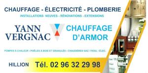 Chauffage d'Armor - VERGNAC Coëtmieux, , Installation électrique, Installation domotique, Alarme anti-intrusion, Chauffage électrique, Interphone et portier vidéo, Plancher chauffant, Eau chaude sanitaire, Ventilation (vmc)