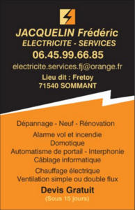 ELECTRICITE SERVICES JACQUELIN F. Sommant, , Installation électrique, Installation domotique, Alarme anti-intrusion, Chauffage électrique, Interphone et portier vidéo, Motorisation porte et portail, Plancher chauffant, Ventilation (vmc), Sécurité incendie